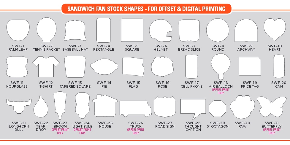 Sandwich Hand Fan Stock Shapes