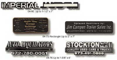 Auto Nameplates Stock Designs