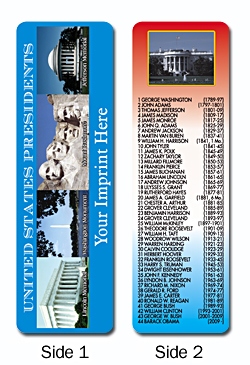 United States PresidentsPersonalized Bookmark