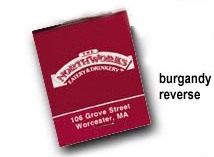 Reverse Burgundy Match Books with Customized Advertising Message