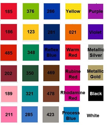 Color Chart for Light Pens