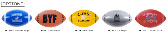 Footballs with Standard and Custom Stripes